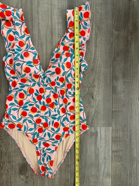 Summersalt x Diane Von Furstenberg Pink Nectarine Ruffle Backflip Swimsuit sz 6 - Picture 5 of 7